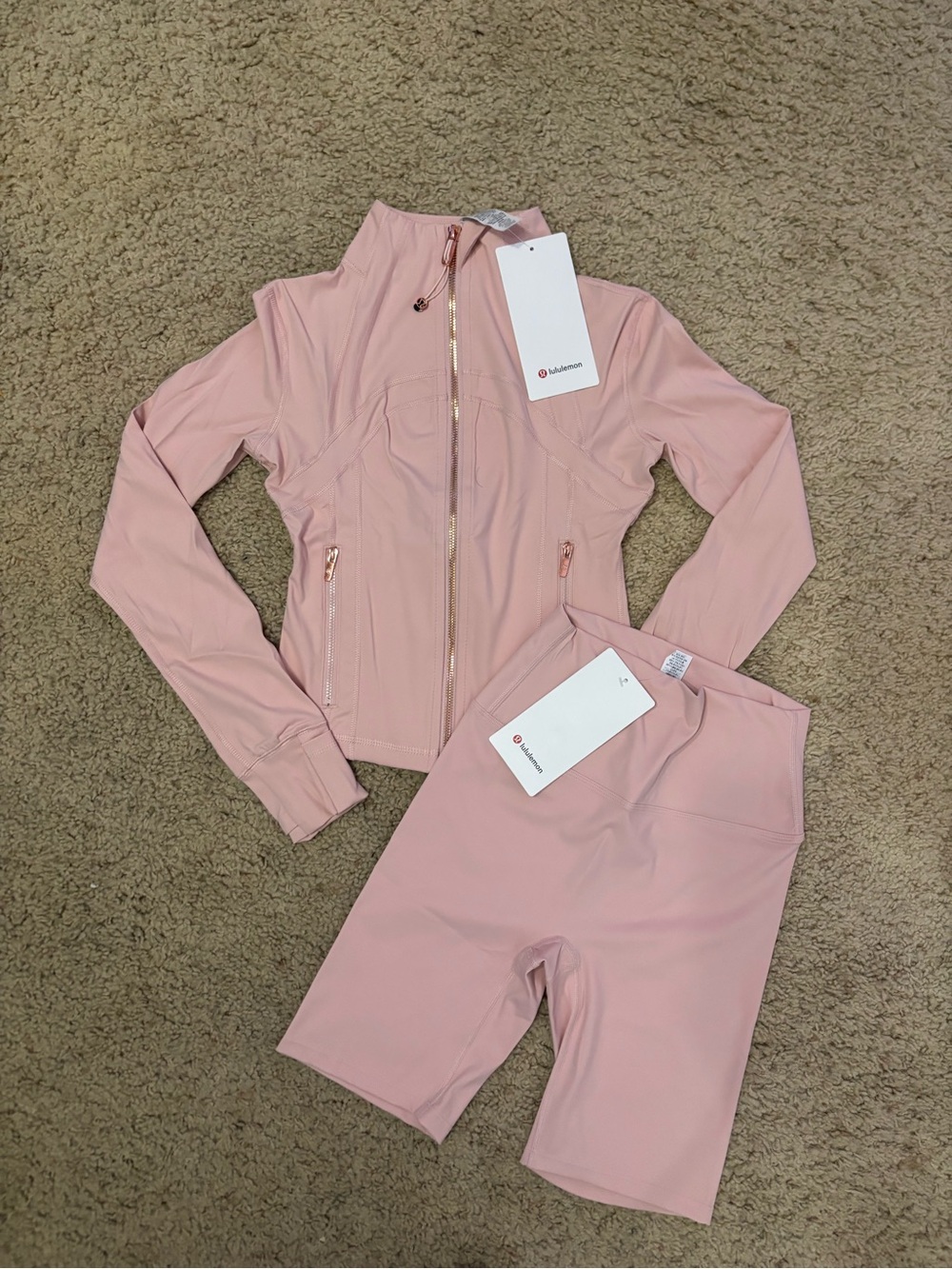 Lululemon Cropped Nulu Jacket & Short Set (Pink)